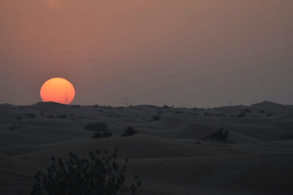 A sunset in Arabian Nights Desert Safari in Dubai