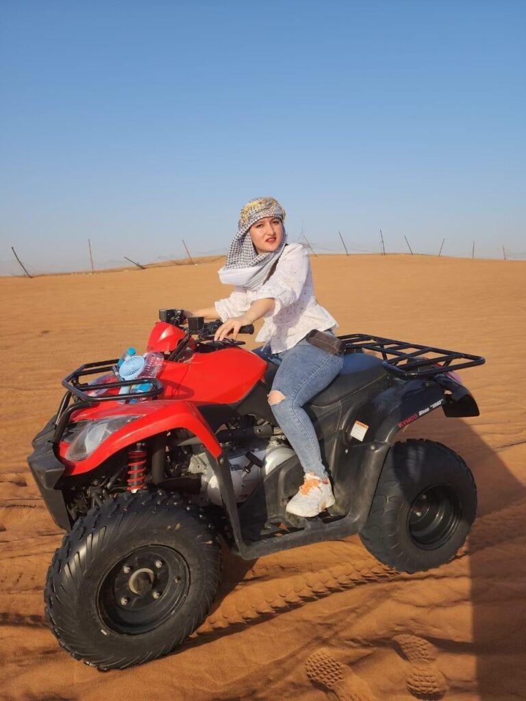 A women sitting on buggy