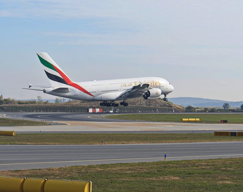 A plan taking off from dubai airport