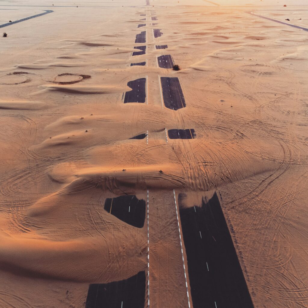 Dubai Wüstenausflug Road View From Sky Dubai Wüstenausflug