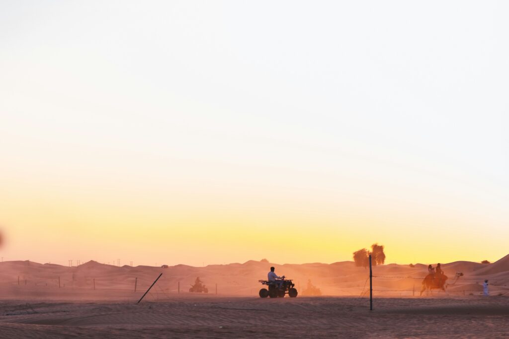 A Motor Bike In Desert Dune Bashing Dubai