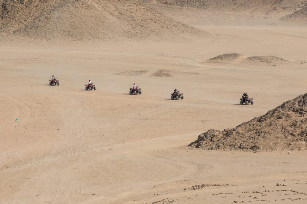 Quad Bike Desert Safari Dubai A Group of Tourist on Atvs in Quad Bike Desert Safari Dubai