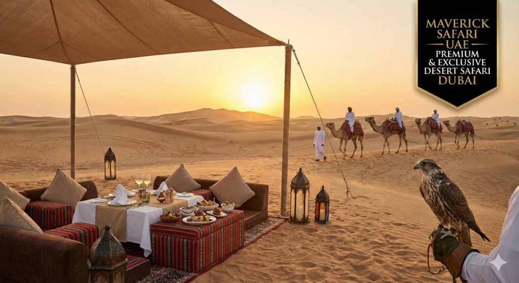 Premium Desert Safari Dubai with exclusive desert dining, camel rides, and authentic Arabian sunset experience.