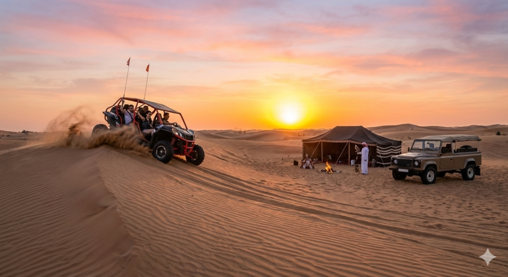 Sunrise Desert Safari Dubai Sunrise Desert Safari Dubai with exciting dune buggy ride and traditional desert camp at sunrise