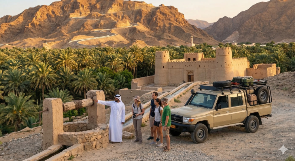 Experience traditional life and architecture at a mountain heritage hub during a guided Al Ain Tour with Maverick Safari UAE.