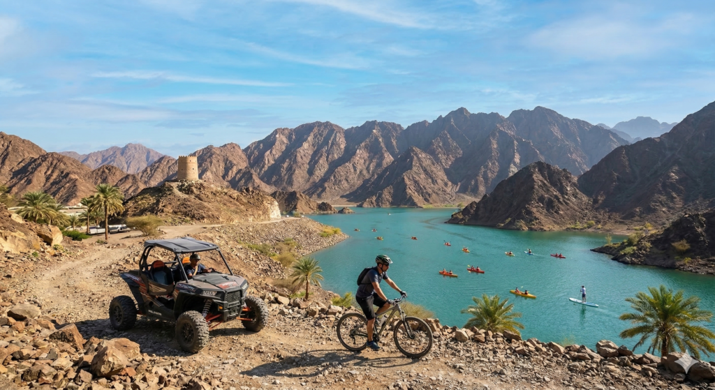 Experience the ultimate Hatta Day Trip with mountain biking, off-roading, and scenic dam views in the Hajar Mountains of Dubai.