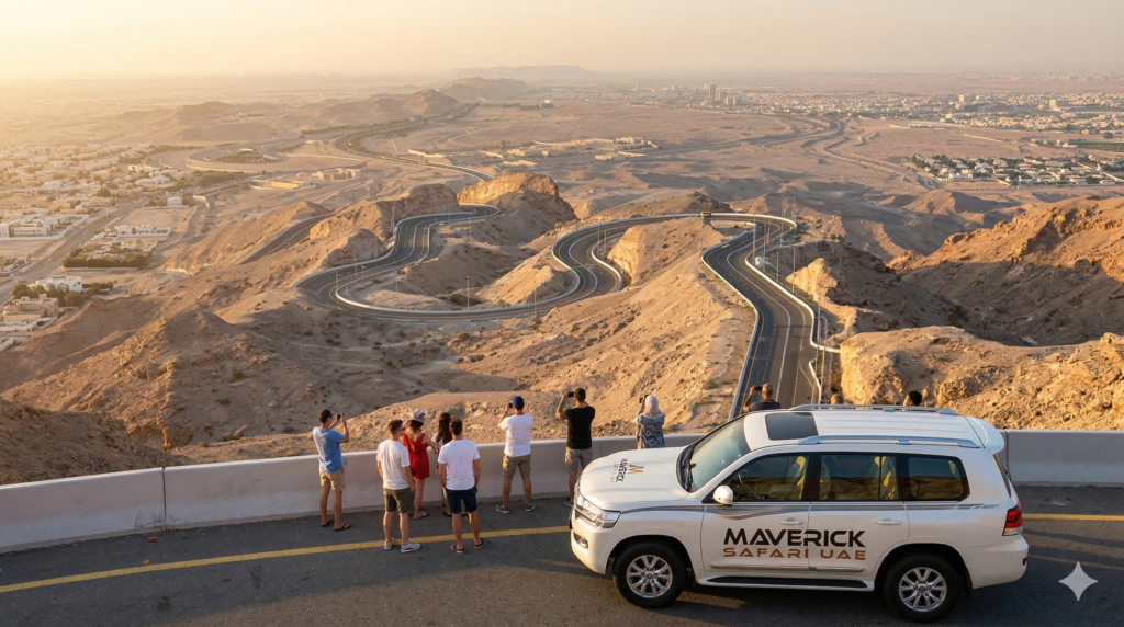 Experience the ultimate scenic drive on a guided Jebel Hafeet Tour, overlooking the Al Ain skyline and the rugged Hajar Mountains.