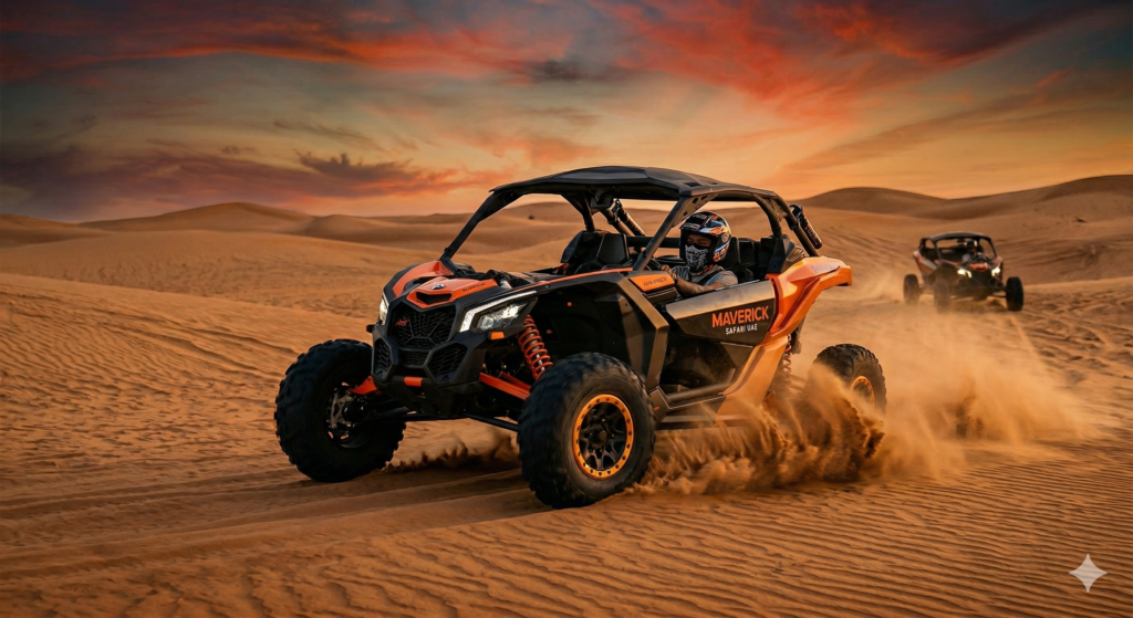 Action-packed desert adventure with Maverick Safari UAE, illustrating Can I Drive Dune Buggy in Dubai.