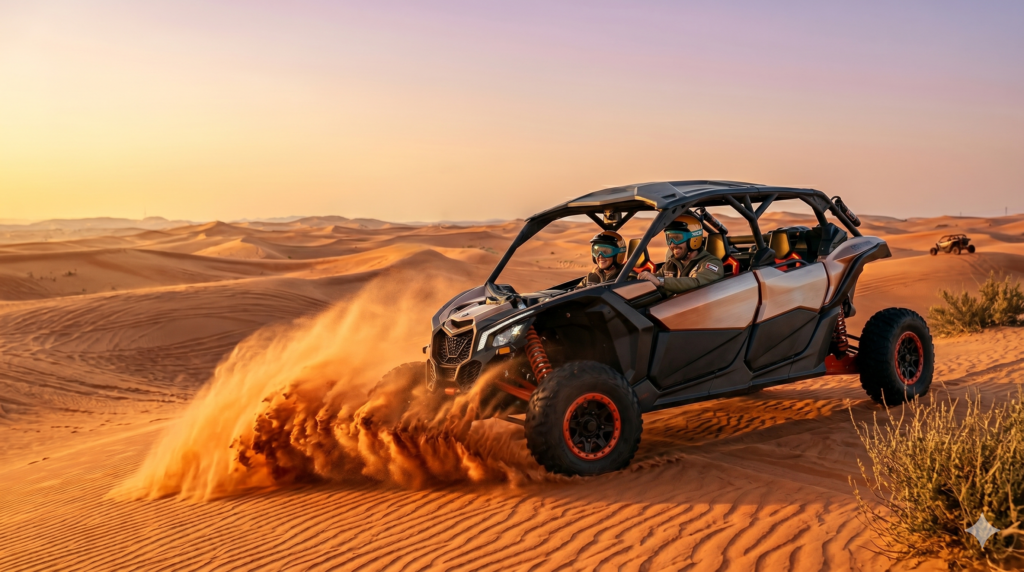 Thrilling 2-seater and 4-seater buggy rides, the perfect choice when searching for a Desert Safari Near Me.